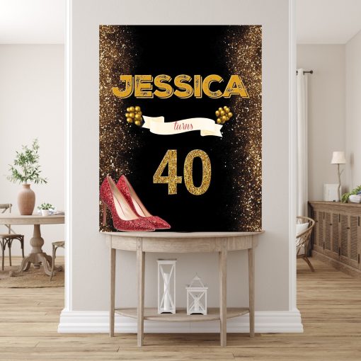 40TH Birthday, Personalised Birthday Party Backdrop 16th 30th Backdrop Banner Poster Sign Board 50thMilestone Party UK Banner UK
