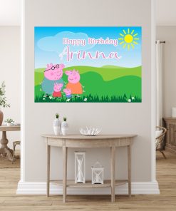 Personalised Large Pig Backdrop, Banner, Poster Sign, Board, First Birthday Party UK Printed Banner UK