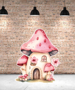 Pink Mushroom House Cutout