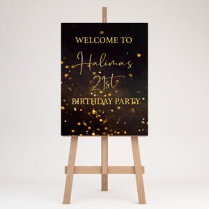 Black Board with Gold Glitter Board - Birthday Welcome Board